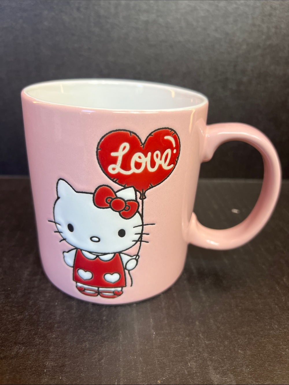 Hello Kitty Pink Mug with Red Heart Balloon